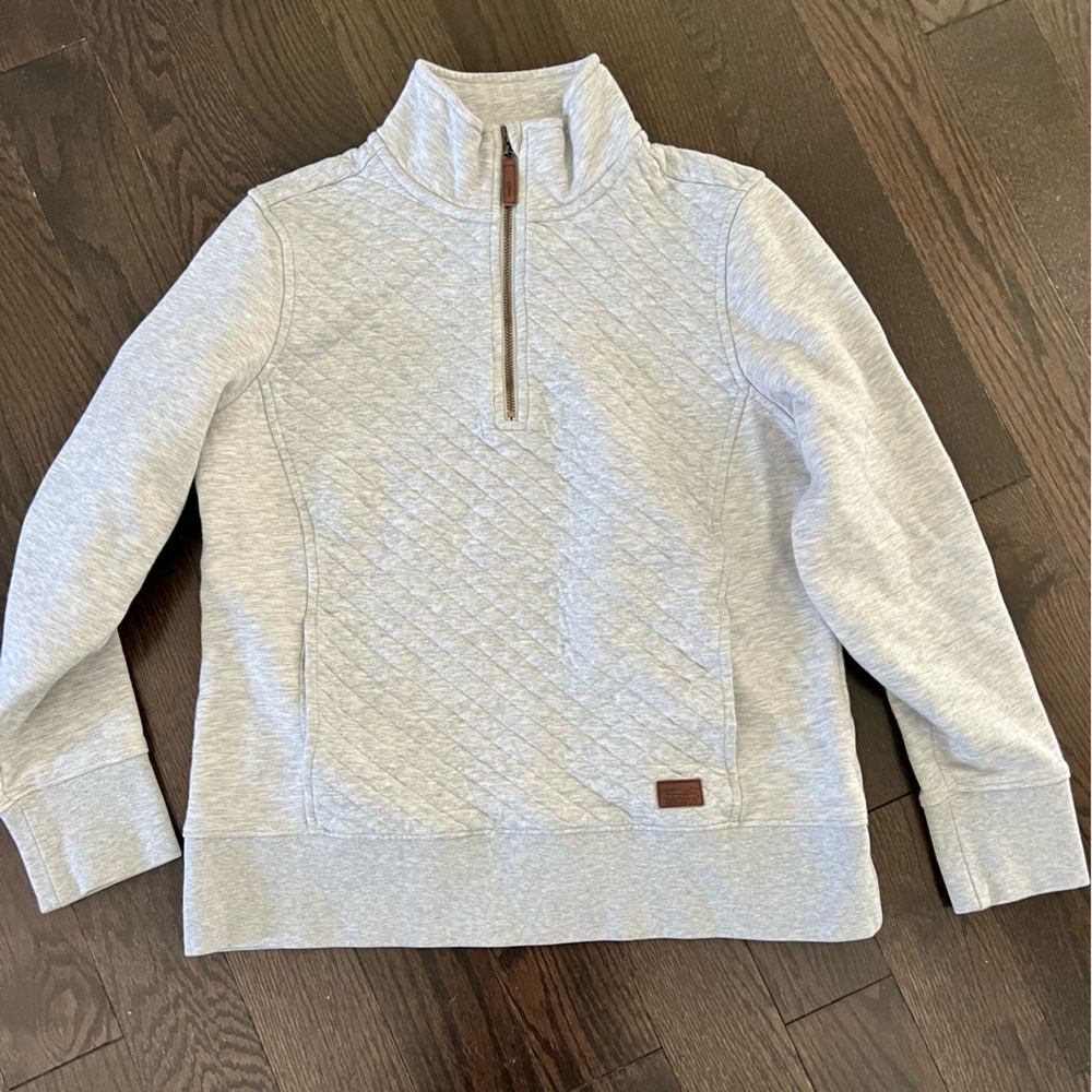 LL Bean grey quilted quarter zip pullover, size SP